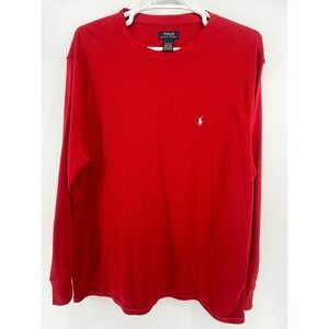 Polo Ralph Lauren Red Long Sleeve Thermal Shirt Mens 2XL Fall Layers Warm 90s